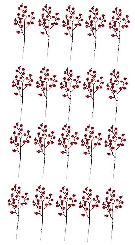 ABOOFAN 20 Stück 14 Rote Beerenpflücker Für Den Weihnachtsbaum Stiele Von Winterbeeren Stechpalmenbeerzweige Künstliche Zweige Rote Beerenzweige Rotes Braut Künstliche Blumen Anlage