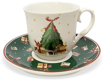 Nuvole di Stoffa Tazza da tè con piattino Natalizia in Porcellana Carol 6293