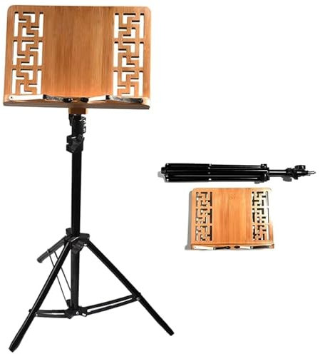 NVYAZJ Notenständer mit hohlem Design, Notenhalter aus Holz mit 28-63 höhenverstellbarem Stativ, Notenständer für Konzertständer