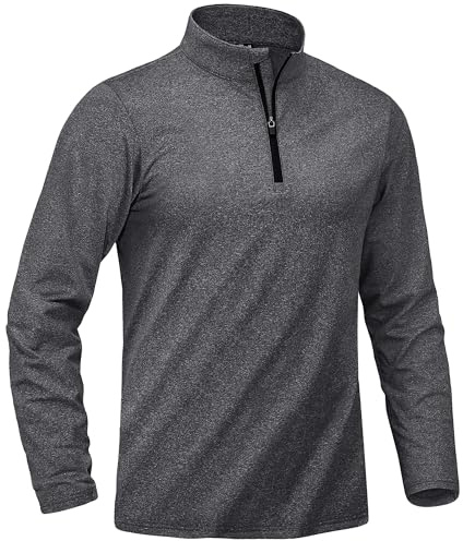 KEFITEVD Men's Jumpers 1/4 Zip Golf Mid Layer Fleece Winter Running Tops | Lightweight gym pullover, warm running sweatshirt, quarter zip fleece top, mens active outdoor jumper