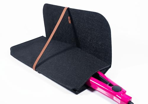 Glamza Hair Straightener Mat & Pouch - Made from Heat Resistant Safety Felt - Ideal for Home & Travel (Black (Pouchy))