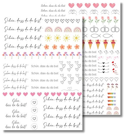 MilaBoo® Kerzentattoos Schön, dass du da bist I DIY Aufkleber für besondere Anlässe, einfache Anwendung, vielseitig einsetzbar (Schön, dass du da bist)
