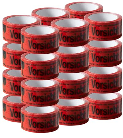 ARLI Paketband Vorsicht Glas 24 Rollen Paketklebeband - 66m x 48mm Warnhinweis rot für sicheren Versand von Glaswaren Auffälliges rotes Klebeband mit Aufdruck zerbrechlich (24x Vorsicht Glas)