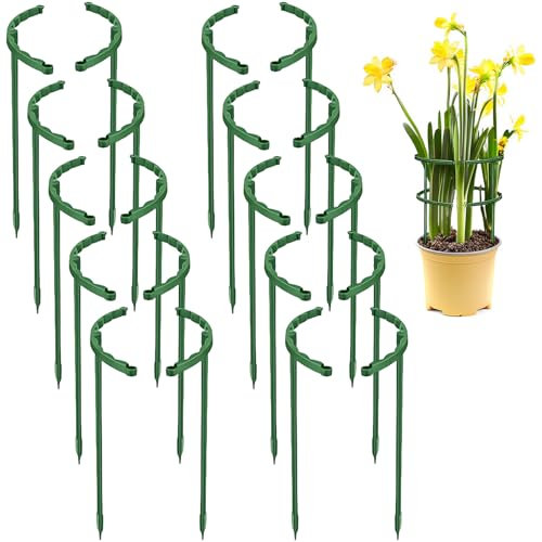 Vueinrg 20 Pièces Tuteurs pour Plantes Supports pour Plantes Grimpantes Piquets Verts Demi-Ronds Support Aidez Vos Fleurs à Pousser Aidez Vos Fleurs à Pousser Reutilisable Tuteur Plante Interieur