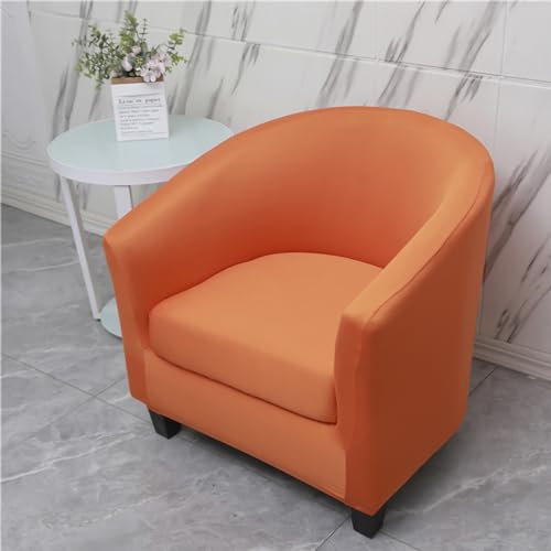 Surwin Sesselbezug Sesselschoner mit Elastisch Stretch Husse, Einfarbig Sesselüberwurf Universal Chair Schonbezug Sofabezug für Clubsessel Lounge, Cocktailsessel (Orange,One Size)