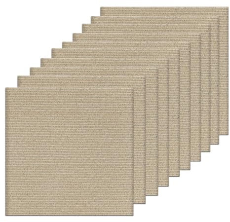 Orgthin Carpet Tiles Peel and Stick, Self Adhesive Carpet Floor Tile 30 x 30 cm, Khaki Soft Padded Flooring Sticker, Home Decor for Bedroom, Living Room, Office, 10 Tiles per Box, 0.9 sq m per Box