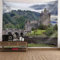 AMDXD Wandbehang, Natur Landschaft Wandteppich Schloss Berg Design Muster Tapisserie Wandbehang Grau Grün Polyester, Wandbehänge für Zimmer Wohnheim Schlafazimmer, 350x256cm