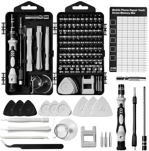 122 en 1 Destornilladores de Precisión Magnéticos Profesionales, Kit de Destornillador de Reparación Portátil para Teléfono Móvil, PS4,Xbox,PC, Computadora Portátil (gris)