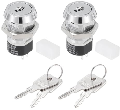 QUARKZMAN 2Pcs 19mm 2 Posizioni 2NO 2NC Interruttore a Pulsante a Chiave Elettrico