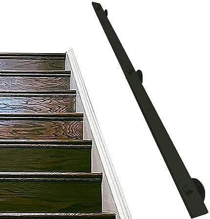 1 Fuß - 20 Fuß schwarzer Treppenhandlauf, industrieller Metallrohr-Geländerhandlauf, an der Wand befestigtes Treppengeländer für Innen- und Außenloft-Korridor-Stufen-Handlauf (Größe: 17 Fuß/