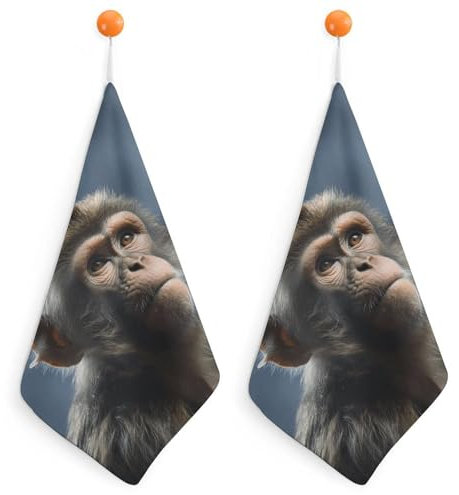 LHOKDR Handtuch, für Badezimmer, Küche, Geschirrtücher, Affen-Druck, kleines Handtuch, Größe 30 x 30 cm