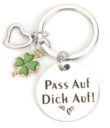 Eleganter Edelstahl Schlüsselanhänger Mit Vierblättrigem Kleeblatt Und Herzanhänger,Perfekte Geschenk Für Frauen,Ideal Als Geburtstagsgeschenk Für Die Freundin,Kleine Geschenke Für Jede Gelegenheit