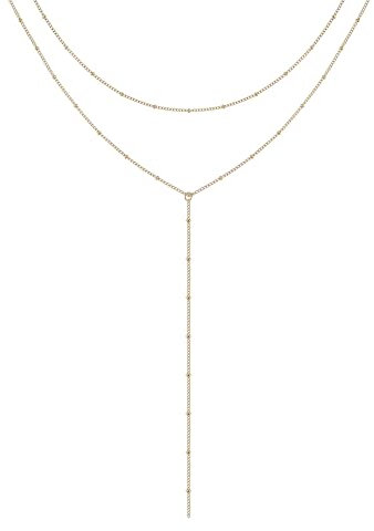 BLACKBIRD® Damen Halskette Gold | Y-Kette Layer Kette aus Edelstahl mit 18 Karat Vergoldung | wasserfest und allegieneutral | Anpassbare Länge