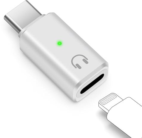 Adaptador de Audio USB C a Lightning, Conversor de USB C Macho a Lightning Auricular Auricular Hembra para iPhone Serie 16/15, iPad y Más (Blanco)