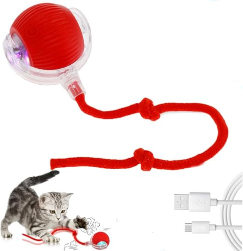 BOBASH Interaktives Katzenspielzeug Ball Katzenball Spielzeug Elektrisch 360° Rolling Ball Hund Hundespielzeug mit USB für Katzen Hunde