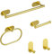 Sarsumir Towel Rail Wall Mounted 5 Pieces Toilet Roll Holder Hand Towel Holders for Bathrooms Kitchen Stainless Steel Towel Rack Self Adhesive Hooks Bath Accessories No Drilling, Bright Gold