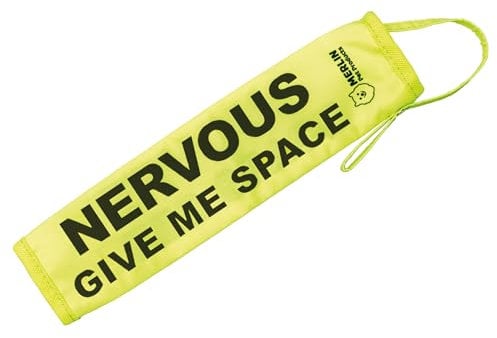 Nervous, Anxious Dog Lead Sleeve Sign, Give Me Space Neon Hi Vis Reactive Dog Leash Slip Cover, Reactive, Awareness, Yellow Warning, Pet Training Leads, Rescue Dogs Accessories By Merlin Pet Products