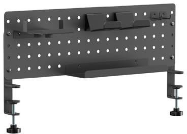 Noua Shatter Schreibtisch-Lochplatte aus Stahl und ABS mit Klemme, vertikaler Organizer für Gaming und Bürozubehör, Halterung für Telefon Kopfhörer Kabel Aufbewahrung (580 x 146 x 293 mm)