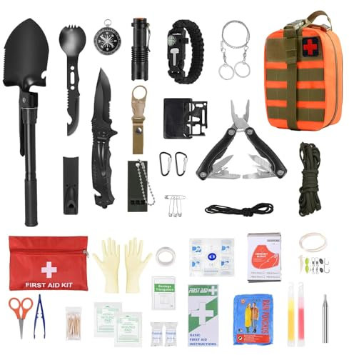 Survival Kit für Männer, Außen Notfall Survival-Set mit Erste-Hilfe-Set, Überlebensarmband Armband, Camping, Klappzange, Reisen für Camping, Bushcraft, Wandern, Abenteuer