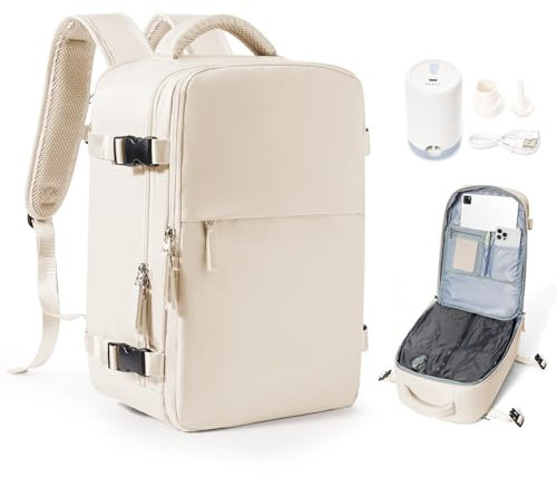 wassdins Vakuum Handgepäck Rucksack Airbag Rucksack mit Vakuumpumpe Reiserucksack Vakuum Rucksacks für Damen Herren Handgepäcktasche Flugzeug Untersitz Kofferrucksack mit Schuhfach