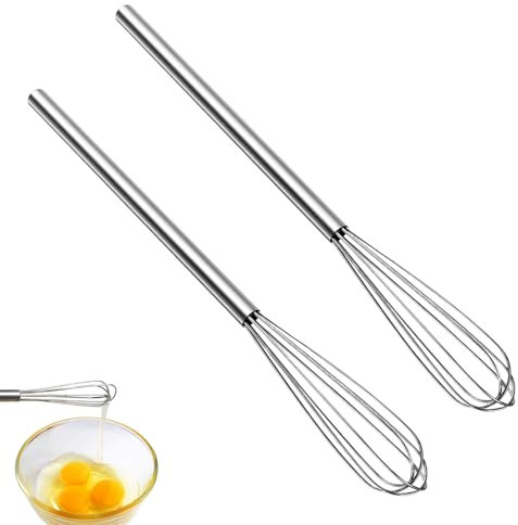 ZesNxj 2 Stück Mini Schneebesen Set – Edelstahl & Silikon, Klein, Silber, Schneebesen, Quirl, Küchenhelfer