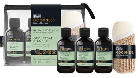 Baylis & Harding Goodness Essentials Gift Set 1 Pack | Oud, Cedar & Amber,98% Naturally Derived, Dermatologist Approved, Vegan Friendly, Made in UK
