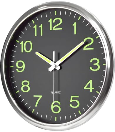 LEKEFETO Leuchtende Wanduhr 30cm ohne Tickgeräusche Nachtlicht Wanduhren Modern für Schlafzimmer Küche Büro Wohnzimmer (12 Zoll)