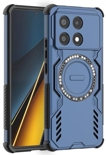 LVVFEI für Xiaomi Poco X6 Pro 5G/ Redmi K70E 5G Hülle Magnetisch Handyhülle Schutzhülle mit Stoßdämpfendem Luftpolster, Kratzfeste Hülle mit Belüftungsöffnung-Design für Poco X6 Pro - Blau