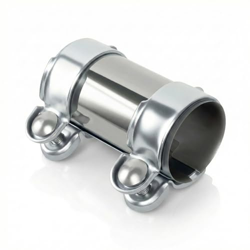 Abrazadera de tubo de escape de acero inoxidable Conector de tubo de 55-125 mm Abrazadera doble de acero tubo prueba de óxido, adecuada para tubos de escape con un diámetro de 55 mm