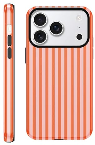 Tivkofk Striped Phone Case for iPhone 17 Pro Max 6.9'', Orange