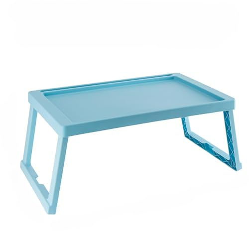 GREENSAPPIRE Tray with Legs Folding Table 64.5x36x25cm Folding Bed Tray Table with Legs, Breakfast Tray Portable Lap Desk for Sofa, Ultra-Thin Foldable Design (Only 3 cm) for Reading (Blue)