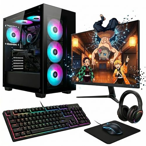 RGB Gaming PC Complete Setup | AMD Ryzen 3 3200G | 16GB DDR4 | Vega 8 | 256GB SSD + 1TB HDD | 22 Monitor | Windows 11 | WiFi | Fast, reliable daily eSports gaming computer.