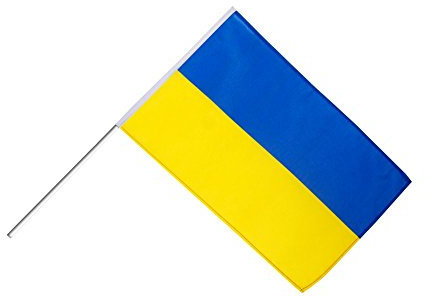 Große Stockflagge/Stockfahne Ukraine + gratis Sticker, Flaggenfritze®