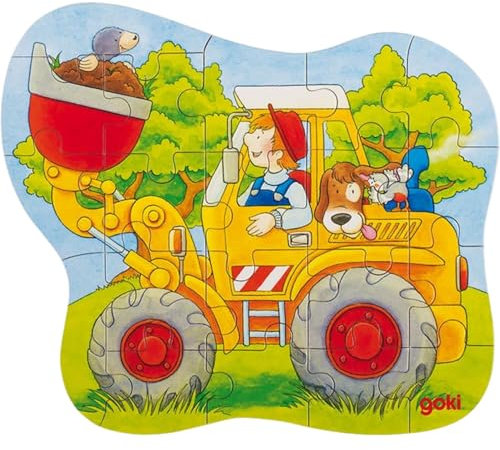 Oki 57518 Konturpuzzle Traktor, Radlader Oder Feuerwehr, 18-22 Teile, Mehrfarbig (3er Pack)
