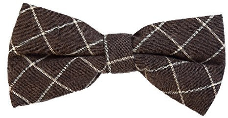 DonDon Noeud papillon à carreaux en coton pour homme 12 x 6 cm avec crochet déjà lié et réglable - Brun-blanc