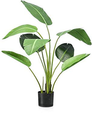 artplants.de Kunstpflanze Strelitzie KUMBIA, 8 Blätter, 120cm - Zimmerpflanze künstlich - Deko Pflanze