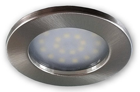LICHT DISCOUNT LED Möbel Einbaustrahler 3er Set 230V | Ultra flach Einbautiefe nur 22mm | Möbelleuchte Schrankleuchte 2W 2700K warm weiß Beleuchtung | Einbauleuchte Küchen Lampe Spot alu gebürstet |