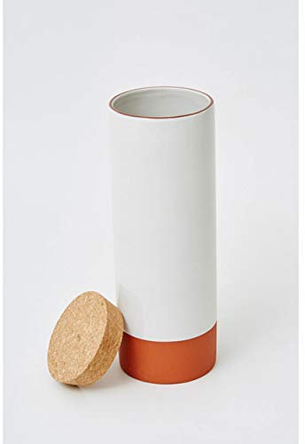 Jamie Oliver Pastabehälter mit dazugehörigen Schöpflöffeln, Behälter für Pasta, Pastadose, Korkdeckel, Servierlöffel, Terrakotta/Akazienholz, Grau, 28 cm x Ø 10 cm, 556058