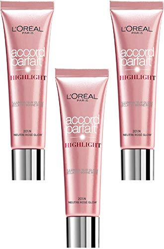 L'Oreal Paris Accord Parfait Highlight-Flüssiggrundierung 201.N Eclat Neutre - Ptiparis 3er-Set