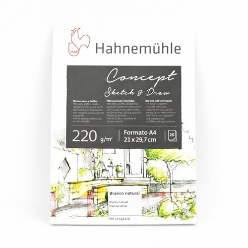 Concept sketch & draw 220 g/m2, bloco desenho, tamanho A4, 20 fls