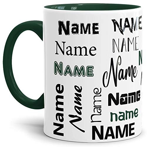 Tassendruck Tasse mit Name - Individuell/Personalisiert/Geschenk-Idee/Schön/Dunkelgrün