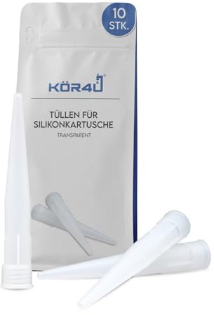 10x kör4u Tüllen für Silikonkartusche, transparent, Silikontüllen, Ersatzspitzen, Silikonspitzen, Kartuschenspitzen, Kartuschendüsen, Silikondüsen
