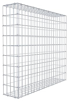 GABIONA Gabione 100 × 90 × 20 cm (L x H x T) – Steinkorb aus 4 mm Draht, Maschenweite 5 × 10 cm, C-Ring Verschluss + Gratis-Zange – ideal für Sichtschutz, Gabionenzaun, Gartenmauer und Steinkorbwand