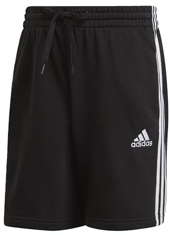 adidas Mens Essentials 3 Stripe Fleece Shorts Black/White S