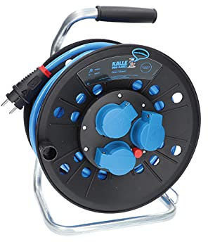 KALLE DAS KABEL Kabeltrommel Extreme mit 3 Schukosteckdosen H07BQ-F 3G 2,5mm² 25 Meter für Handwerker Heimwerker Baustellen und dem Einsatz im Außenbereich