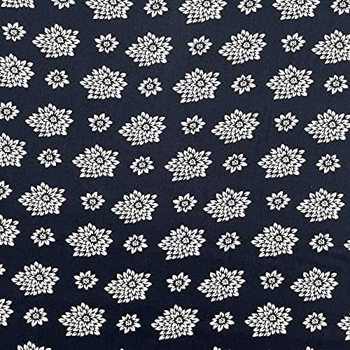Julie Floral Blumen Design Digitaldruck 100% Premium Viskose Challis weich drapierender Kleiderstoff Material | 55 - 140 cm breit | Meterware (schwarz)