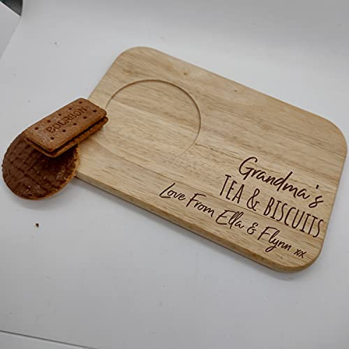 Personalised Tea And Biscuits Serving Board, Gift For Grandma, Grandad, Dad, Biscuit Lover, Christmas Birthday Present
