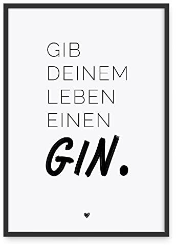 Donari® Gin Poster in A4 ohne Rahmen • Gin Geschenk • Schwarz weiß Wohnzimmer Deko • Gin Sprüche Bild (A4, Gin)