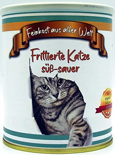 Frittierte Katze süß-sauer aus der Dose Scherzarktikel, Lustige Geschenkidee, Party-Brüller, Spaßgeschenk, Halloween, Geburtstagsgeschenk