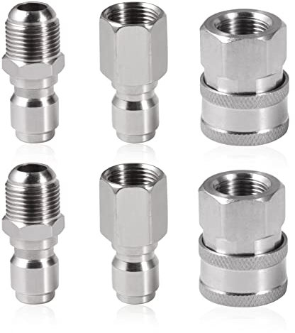 SPEEDWOX 3/8-Inch Stainless Steel Quick Connect Pressure Washer Male and Female Hose Adapter Set NPT Tool Daily Pressure Washer Connect Plug, 5000 PSI, 6-Pack